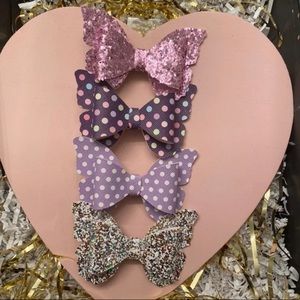 Faux leather butterfly hair bows